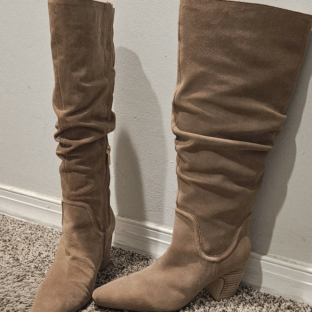 Vince Camuto Tan Suede Boots Wide Calf